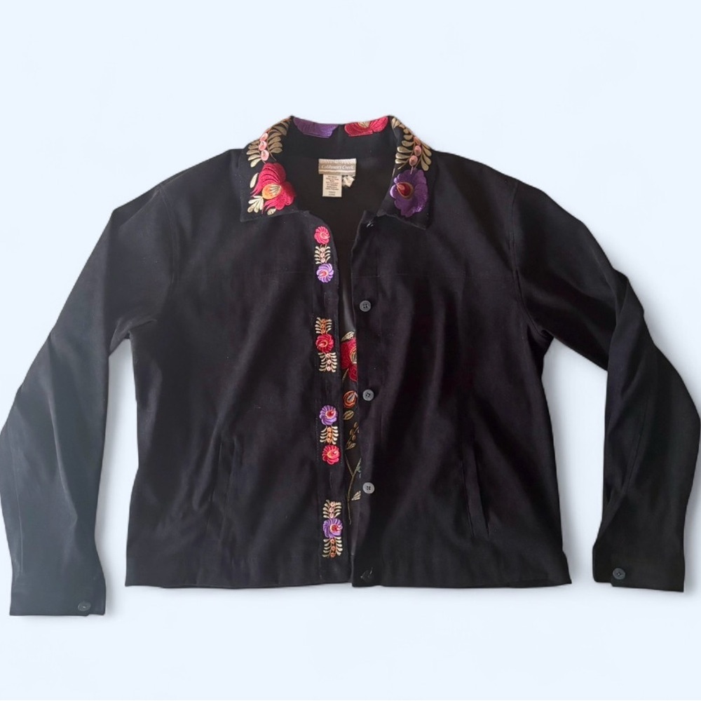 Coldwater Creek Vintage Embroidered Velvet Shirt Jacket - Picture 5 of 7